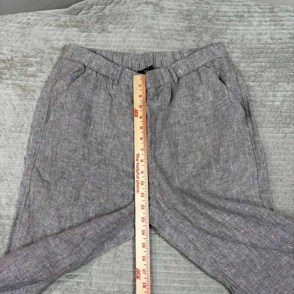 Quince 100% European Linen Pants Taupe Brown Chambray Wide Leg Large LB136795